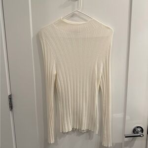 Abercrombie & Fitch Cream Ribbed Long Sleeve Top